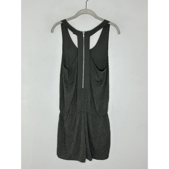 River Island Racerback Gray Studded Beaded Sleeveless Romper Size 10 - Picture 6 of 6
